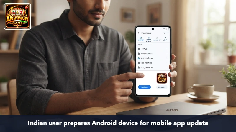 Indian user prepares Android device for mobile app update